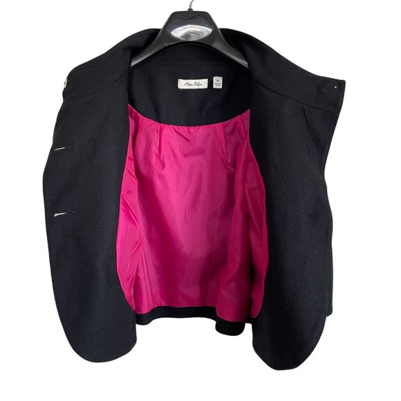 Miss Shop Black Wool Cropped Jacket Coat US Size 6 Retro Funnel Neck - Picture 4 of 7